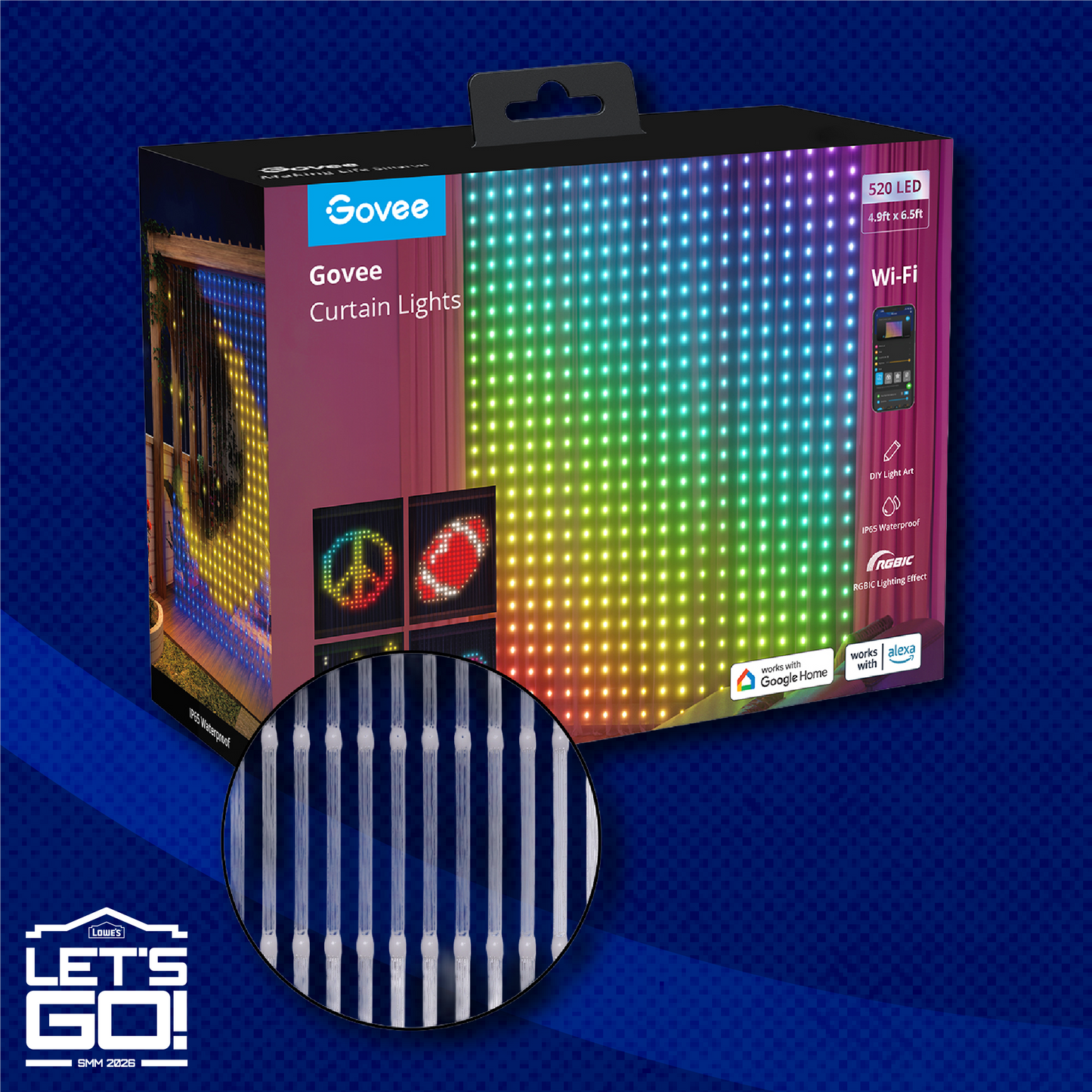 Govee 78-in Wi-Fi RGBIC Curtain Lights