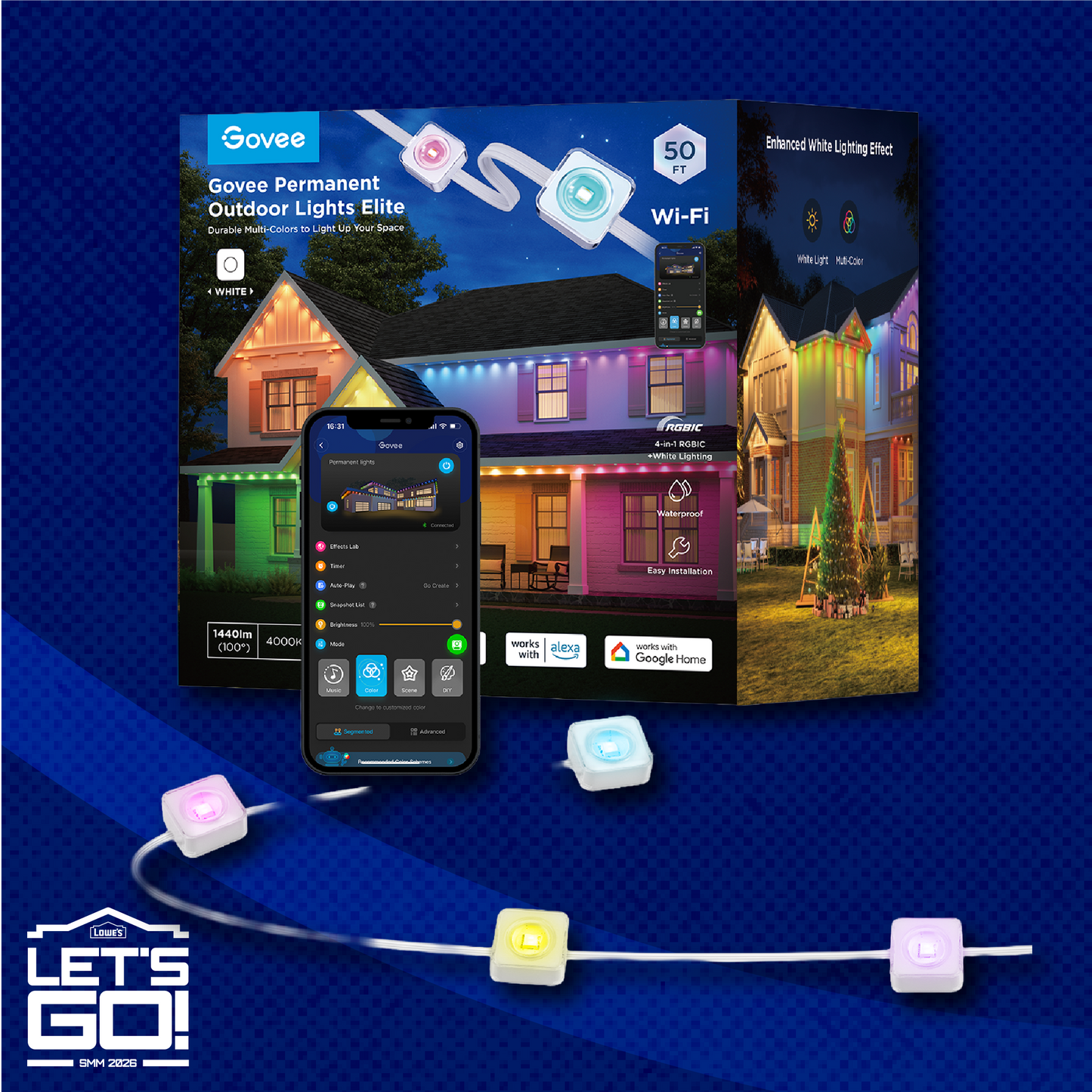 Govee 50-ft Wi-Fi White Permanent Outdoor Lights Elite